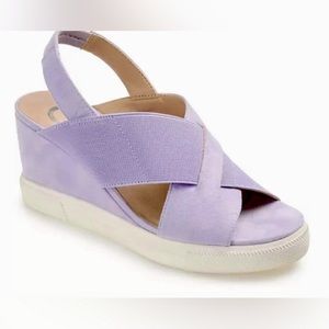 Journee Collection Ronnie Wedge Sandal Lavender Lilac Size 8 NWOB